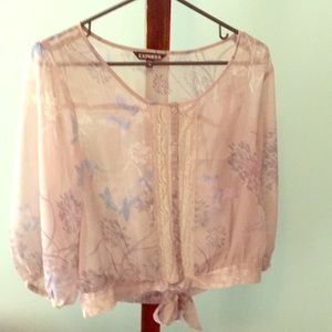 Express sheer top, ties in front